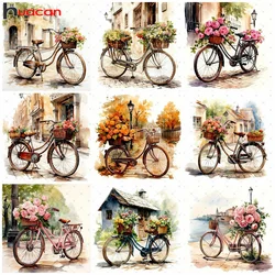 Huacan New Diamond Painting Landscape Full Drill Embroidery Bicycle 5d Mosaic Flower Art Wall Decor Craft Kit
