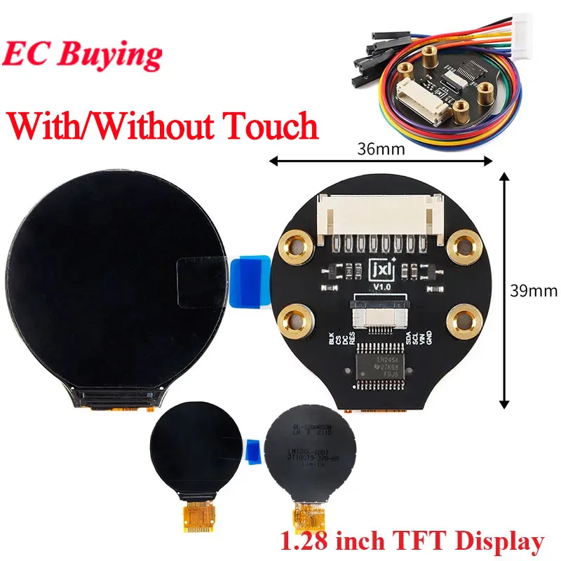 1.28 inch IPS Color TFT LCD Display Module 1.28" RGB LED Round Touch Screen GC9A01 Drive 4 Wire SPI Interface 240x240 PCB Board