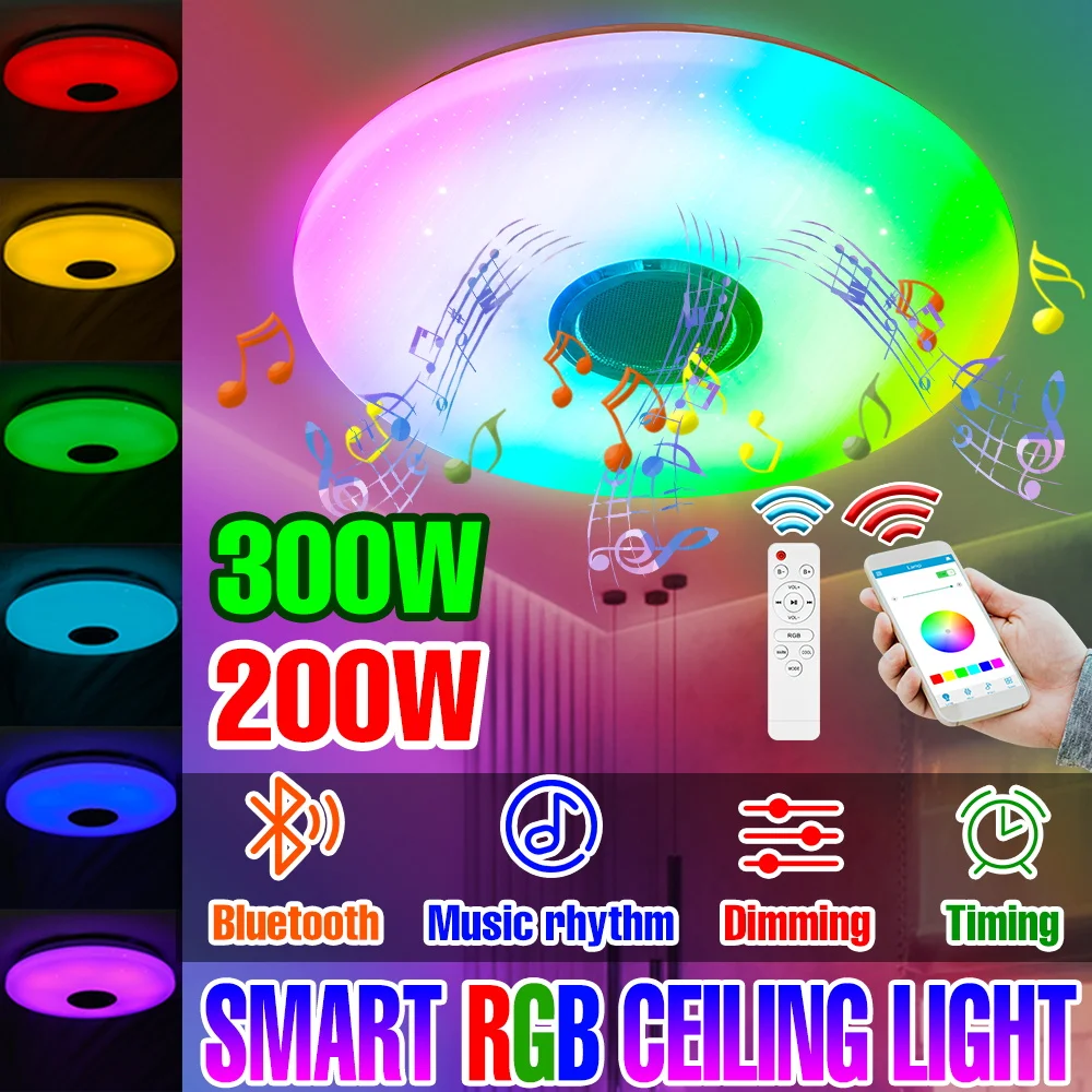 

RGB-лампа для подвесного светильника, встроенное приложение, Bluetooth, дистанционное управление, лампа с музыкальным динамиком для украшения спальни, гостиной