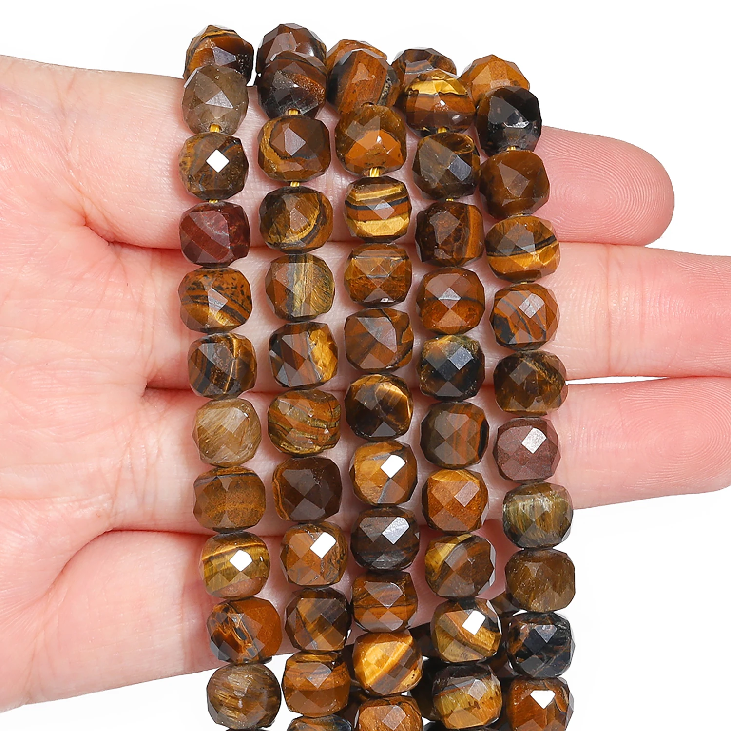 

7mm AAA Cube Faceted Yellow Tiger Eye Beads Natural Stone Square Spacer Beads For Jewelry Making Supplies DIY Charms Bracelets