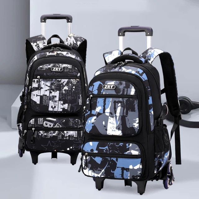 Children School Backpack with Wheels Rolling School Bag For Boys Kids Wheeled backpack Trolley Bag Students Backpack Bookbag Rolling School Backpack with Wheels for Boys – view 1