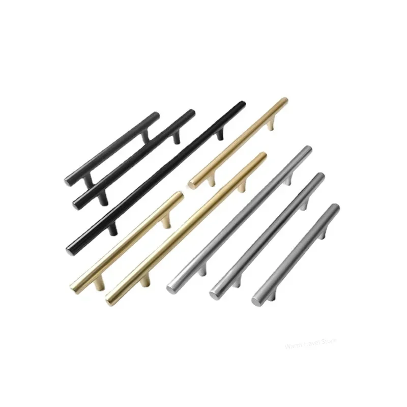 Modern Brushed Black Gold Straight Cupboard Handles Knobs Stainless Steel Brushed Black Gold Kitchen Door Handles for Furniture