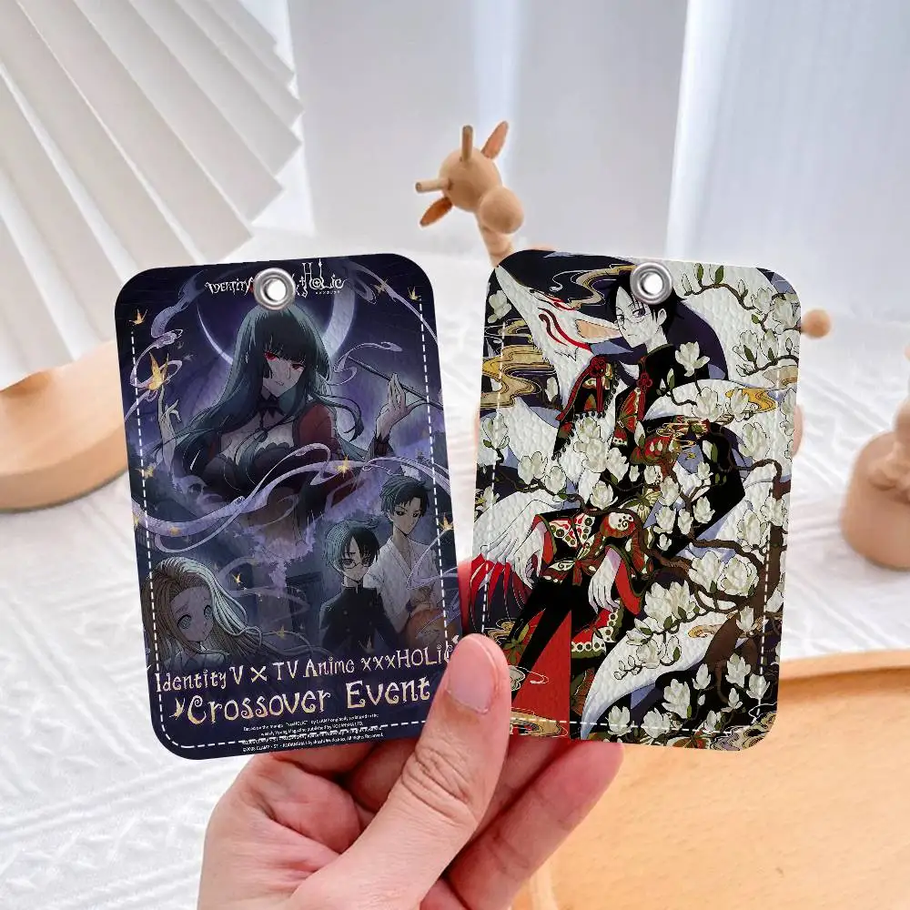 Classic Anime XxxHolic 1Pc Access Card Case Leather Card Holder Keychain Key Ring Door Access Tags ID Card Case Keychain