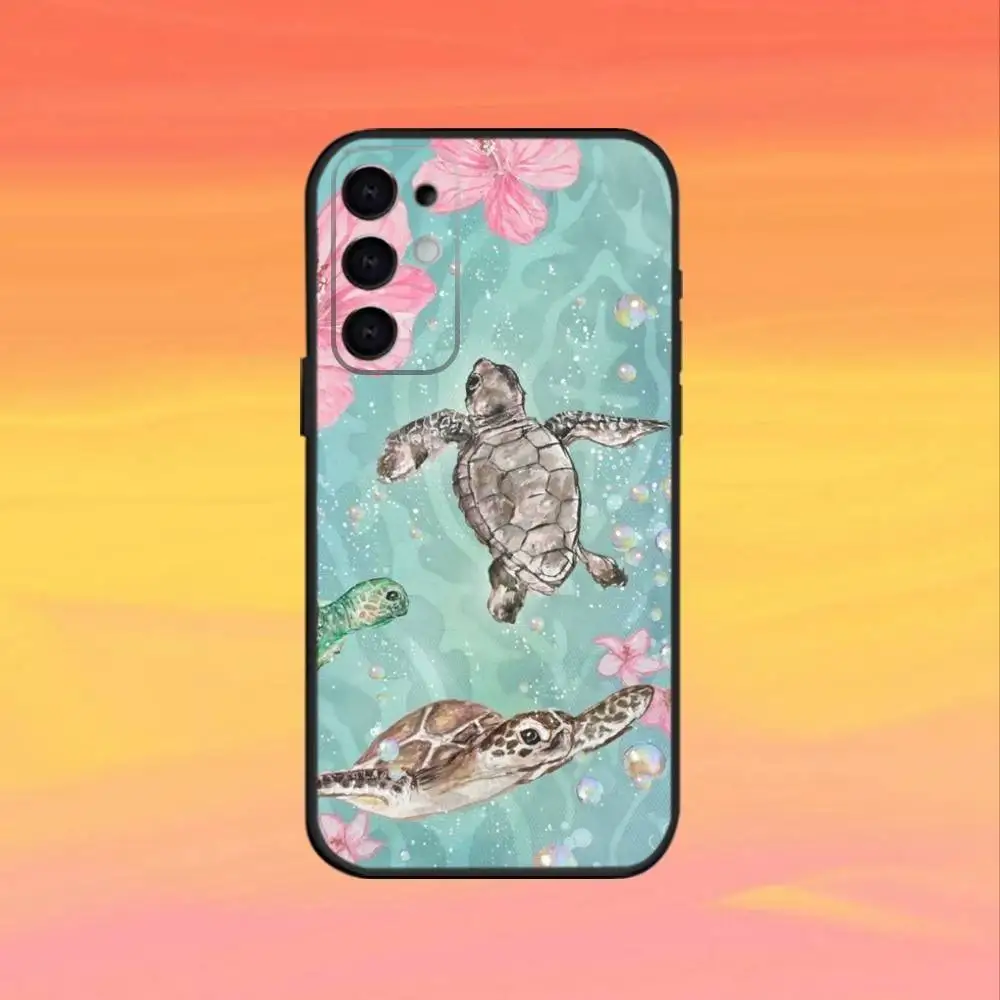 Casing Ponsel Sea T-Turtle Untuk Samsung S25,S24,S21,S22,S23,S30,Ultra,S20,Plus,Fe,Note,10,9,5G Hitam