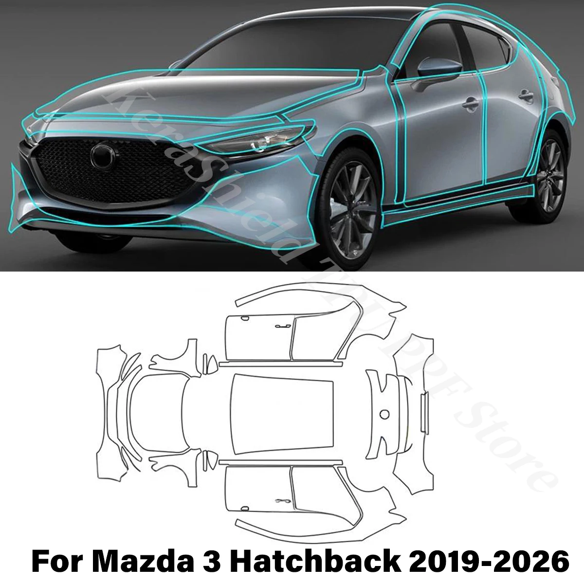

Pre-cut PPF TPU Car Paint Protection Film For Mazda 3 Hatchback 2019-2026 Anti-Scratch Matte Clear Bra Resistant Car Accessories