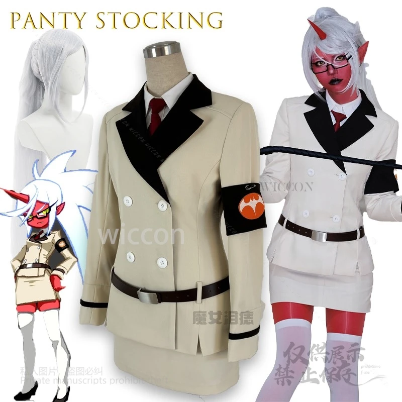 [Cos C COS] Anime Panty Stocking with Garterbelt  kneesocks scanty Dark Sister Demons Cosplay Costume Gothic Lolita Halloween
