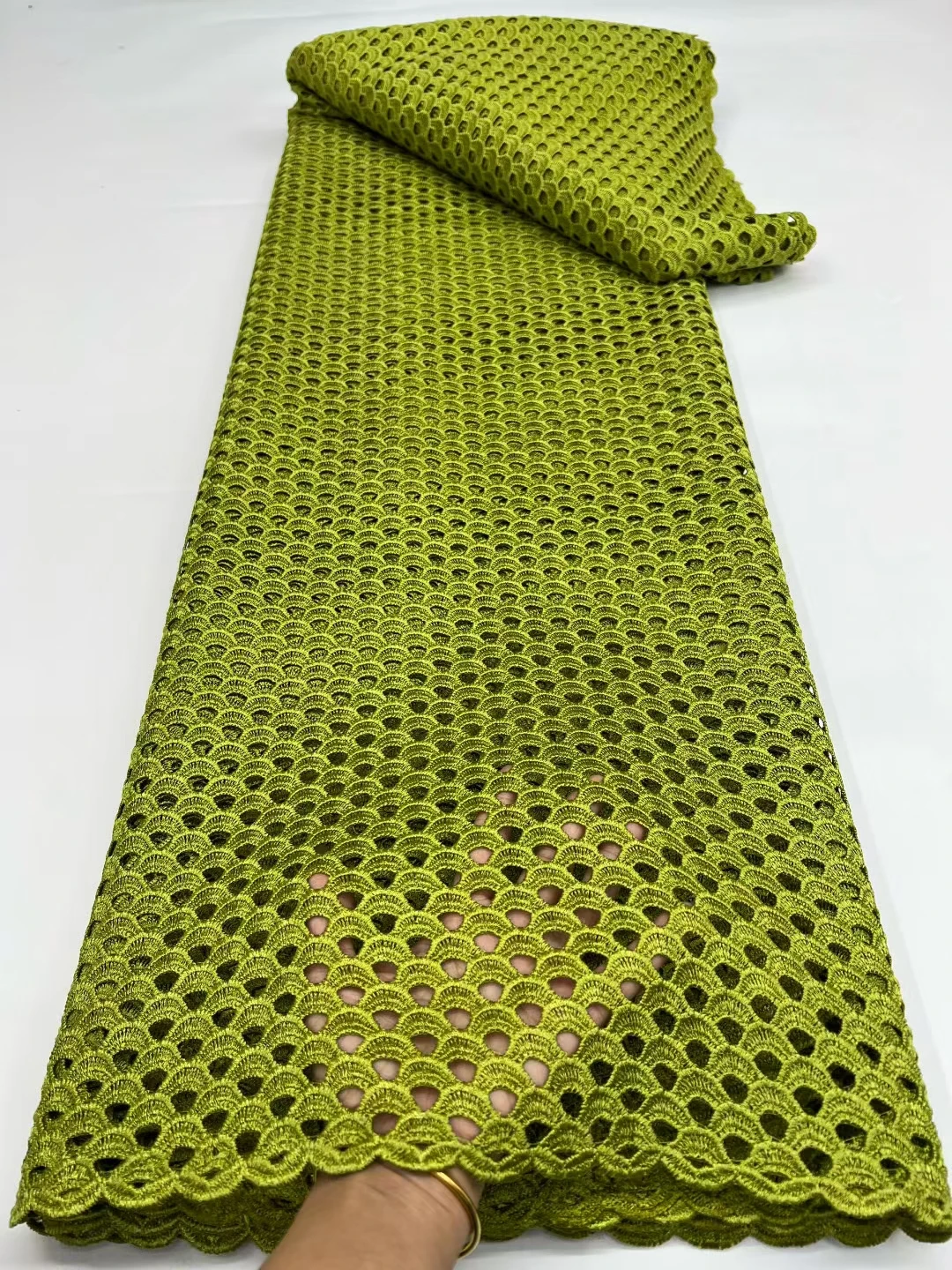 

NRFG71 Lemon green!Fashionable African water soluble lace fabric,wholesale embroidered guipure cord lace for party/wedding dress