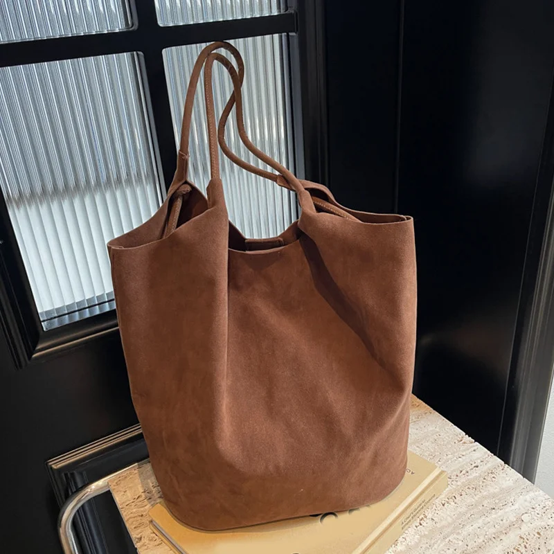 Retro-Damen-Umhängetasche aus Wildleder, neue einfarbige Farben, hohe Kapazität, lässige Tragetasche mit Reißverschluss, vielseitiges Nähgarn zum Basteln – Detail 23