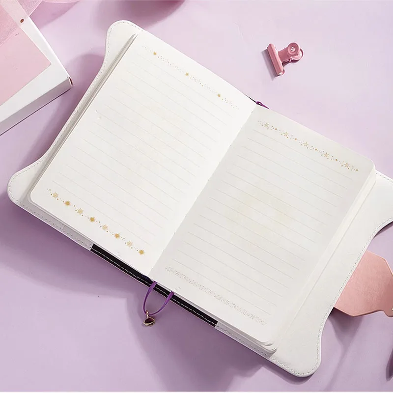 Literary Girl Heart Butterfly Password Lock Notebook Girls Secret Diary with Pendant PU Exquisite Student Notepad Office Book