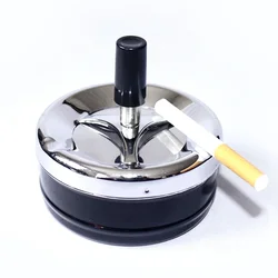 Windproof Round Rotating Self-Clearing Smokeless Smoker with Lid Ashtray Office for Men Cigar Portable Ashtray 9.5*9cm