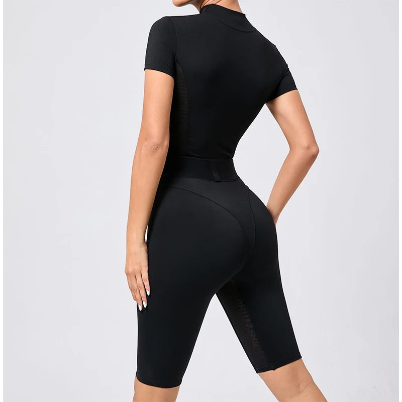 Hearuisavy Zipper tuta intera da donna tuta da palestra pagliaccetti Fitness Boilersuit Set da allenamento per donna tuta corta da Yoga femminile