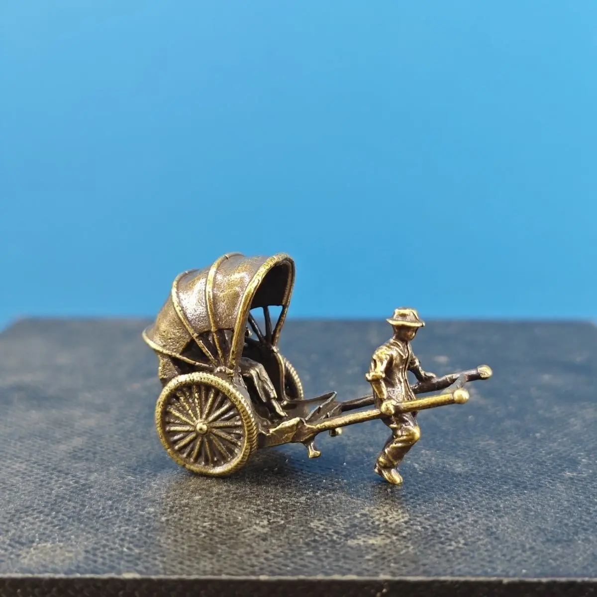 Brass Ancient-style Figure Camel Xiangzi Pulling A Rickshaw Puller Cultural Micro-landscape Decoration