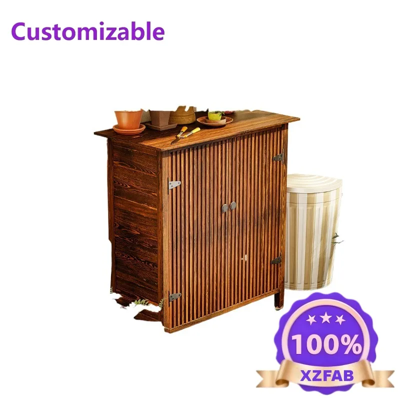 Factory Direct 2026 Outdoor Cabinet Garden Waterproof Sunscreen Outdoor Garden Rainproof Antiseptic Wood Mop Storage Box
