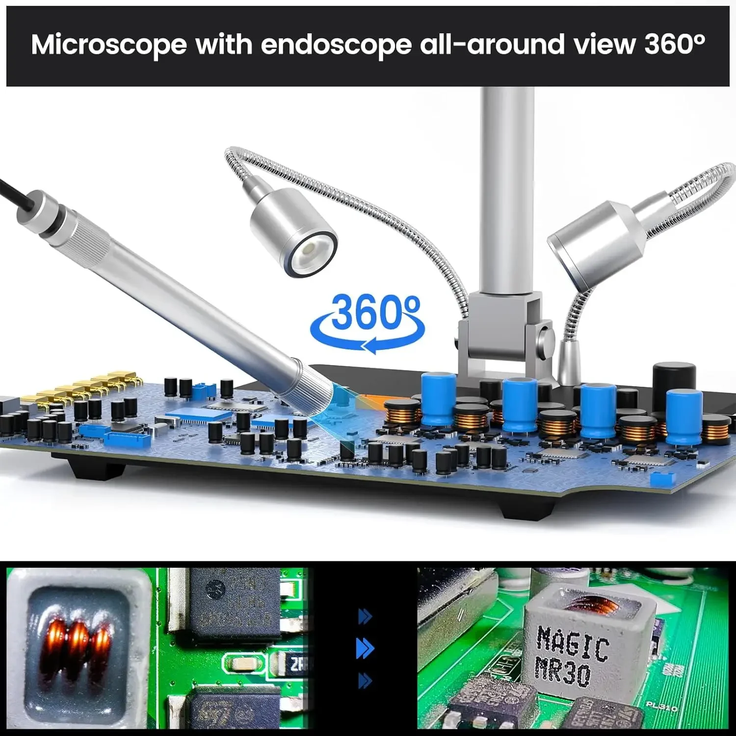 Microscopio Digital AD409 Pro HDMI con endoscopio, microscopio de soldadura con pantalla LCD de 10,1 pulgadas, Micro electrónico USB 300X