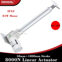 8000N Linear Actuator DC24V 80kg~800kg Load 50mm~1000mm Stroke Stainless Steel&Aluminum Alloy Tube 3.3mm/s~25mm/s