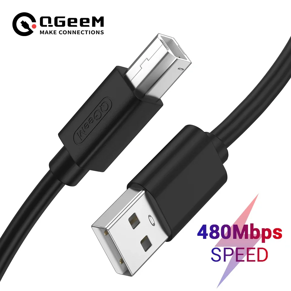 QGeeM Printer Cable USB 2.0 Printer Cable USB Type A to B Printer Scanner Cable for HP Canon Epson Samsung USB Cable for Printer