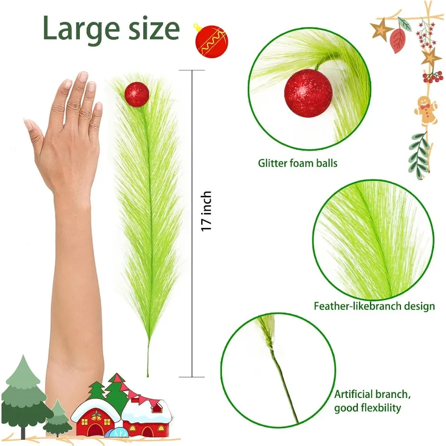 Christmas Tree Topper17 Ih Christmas Tree Decorations Red Green Christmas Tree Picks Orments for Tree Decorations