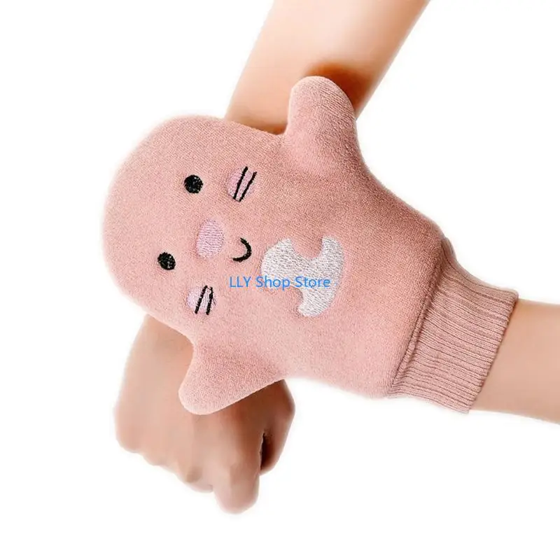 

T8UD Creative Baby Bath Gloves Children Cartoon Cactus Bath Mitt Washcloth Scrubbing Gloves Body Clean Sponge Bathroom