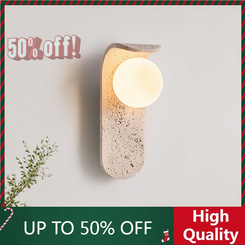 Lámpara de Pared LED de Cristal Blanco y Piedra Amarilla 2026, Aplique para Cabecera, Vestíbulo, Pasillo, Estilo Nórdico Moderno y Creativo, Lámpara para Escaleras