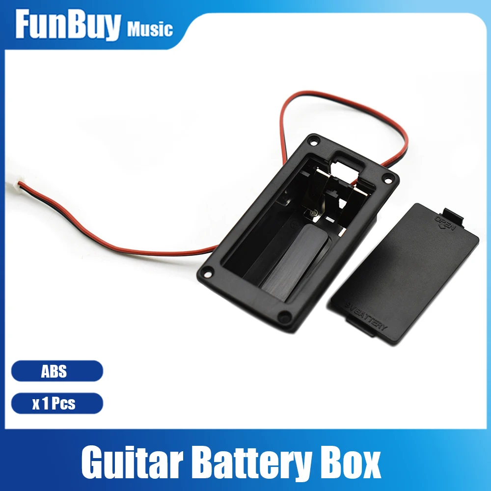 1pc ABS 9V Battery Box Case Cover Holders for Guitar Bass Ukulele Pickup with Wires Black Replacement Battery Holder Box