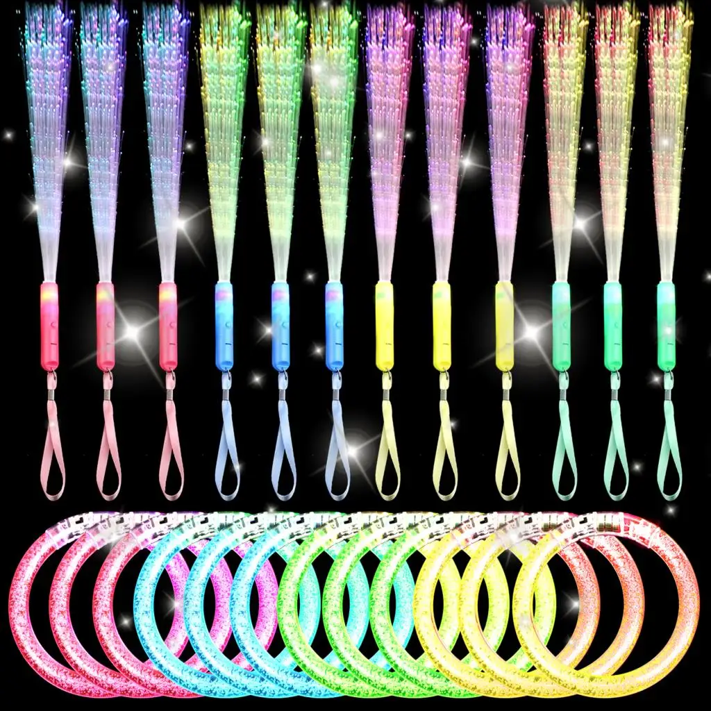 10 Pcs Glow Sticks Party Supplies Includes Light up Fiber Optic Wands Glow Stick