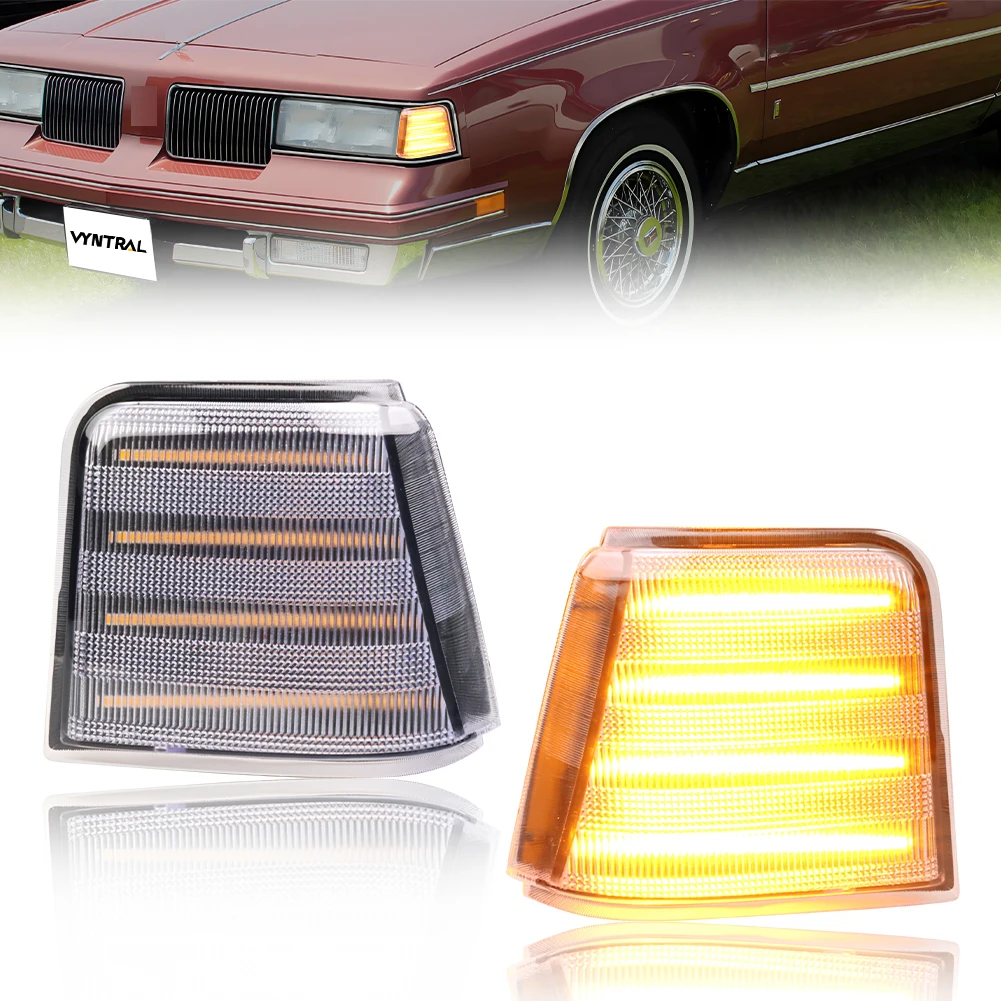 

2 шт. передние угловые фонари, боковые габаритные огни, указатели поворота со светодиодами для Oldsmobile Cutlass Supreme Calais 442 GT-350 1987-1988 гг.