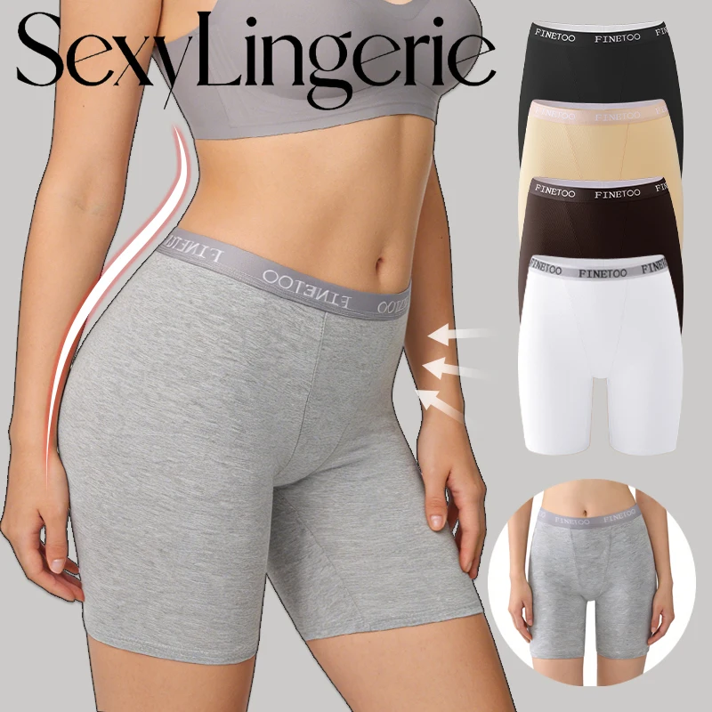 FINETOO 1 Stück Damen Baumwoll-Sicherheitsshorts Nahtlos Übergröße Elastische Boxershorts Anti-Reib Yoga-Höschen Damen Sportunterwäsche