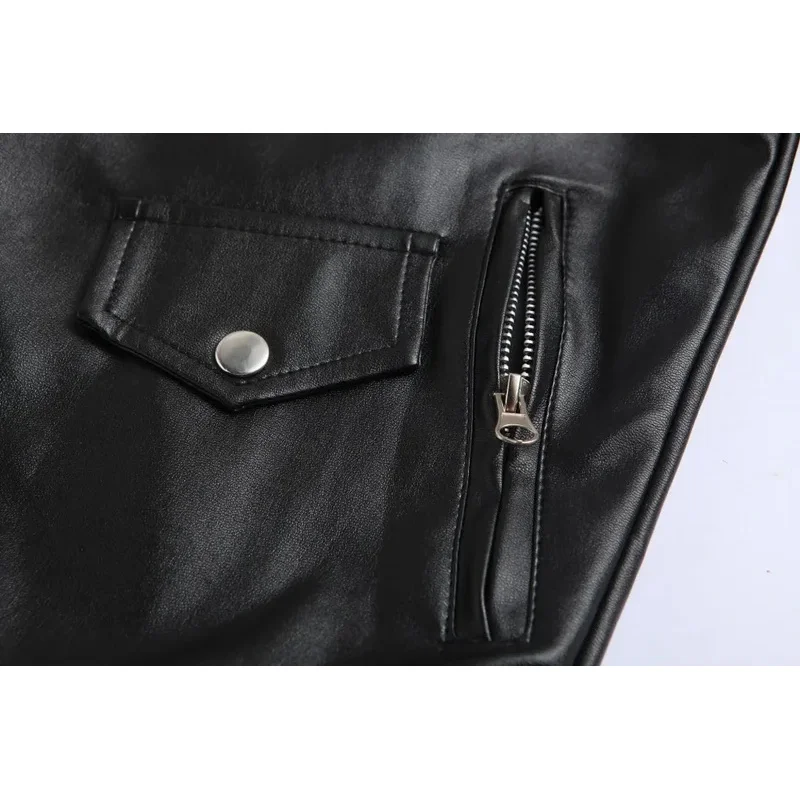 Men's PU Leather Motorcycle Jacket, Slim Fit Coat, Fashion