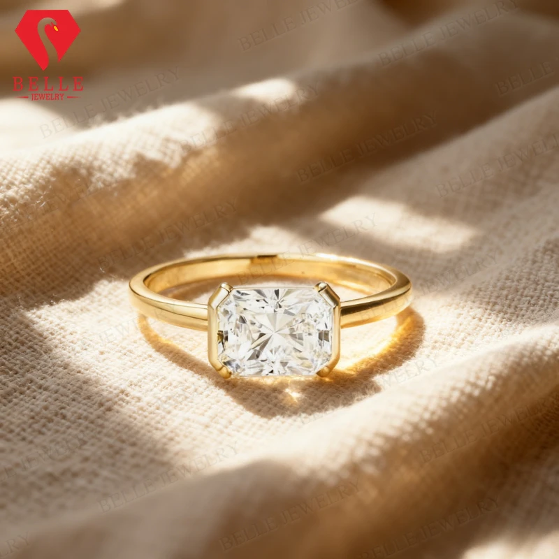 

Кольцо с муассанитом сияющей огранки 2 карата, вневременное квадратное граненое блестящее кольцо, идеально подходит для помолвки, годовщины, подарков на Рождество или день рождения