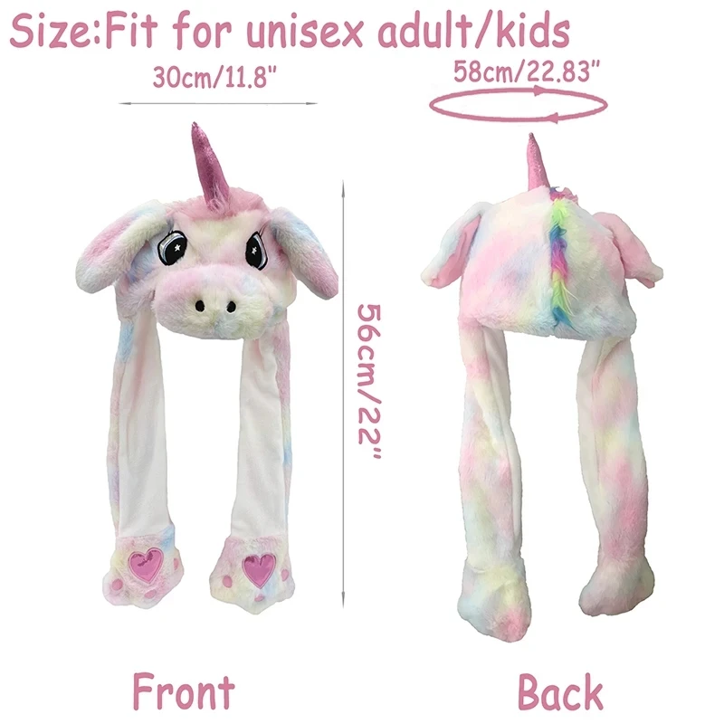 Unicorn Ear Move Hat Plush Animal Moving Ear Hat Christmas Halloween Costume Winter Cap Popup Ears Cap Christmas Funny Hat