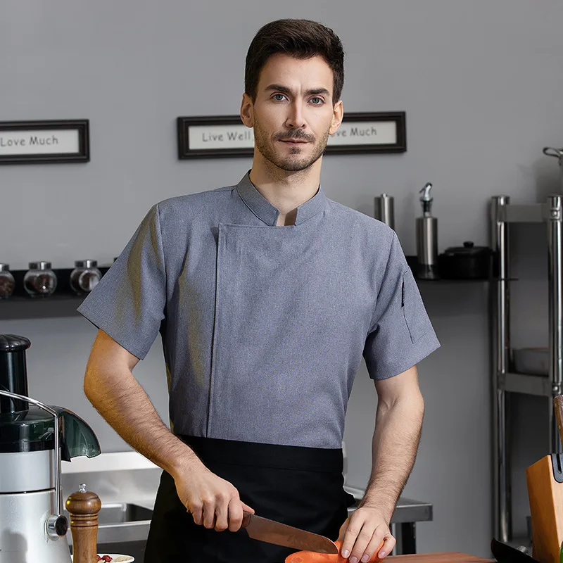 زي موحد للعمل بأكمام قصيرة للمطاعم الغربية، مطعم الفندق، مقصف الشيف، ملابس المطبخ الصيفية للرجال