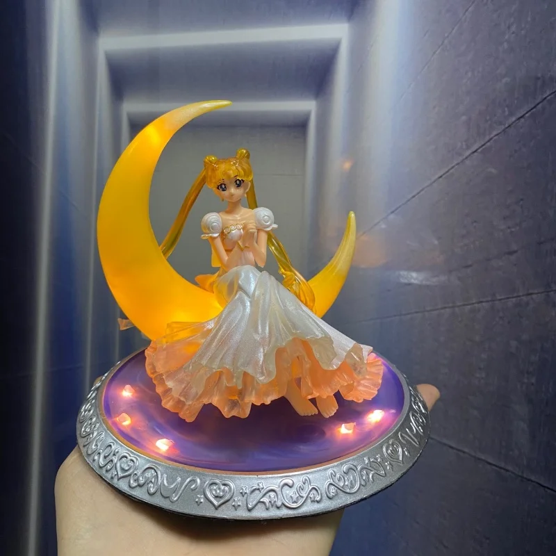 Anime Figure Sailor Moon Ornament  Aesthetic Figure Model Glowing Night Light Room Desktop Decoration Doll Toy Children Gift