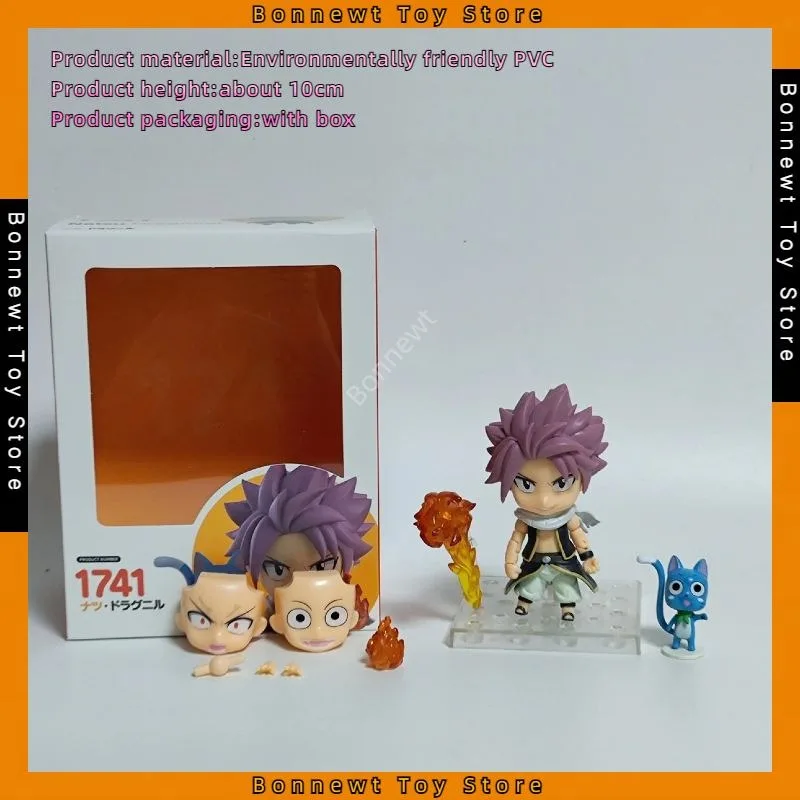 

New 10cm Fairy Tail Q version Nendoroid 1741# Natsu face-changing movable model ornaments boxed figure For Friends Gifts