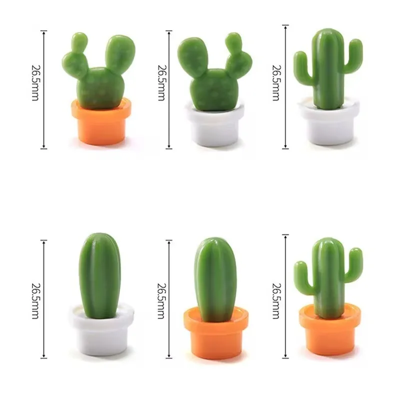 PYLV 6Pcs 3D Cute Succulent Plant Fridge Magnet Message Sticker for Kitchen Refrigerator Magnet Button Cactus Home decoration