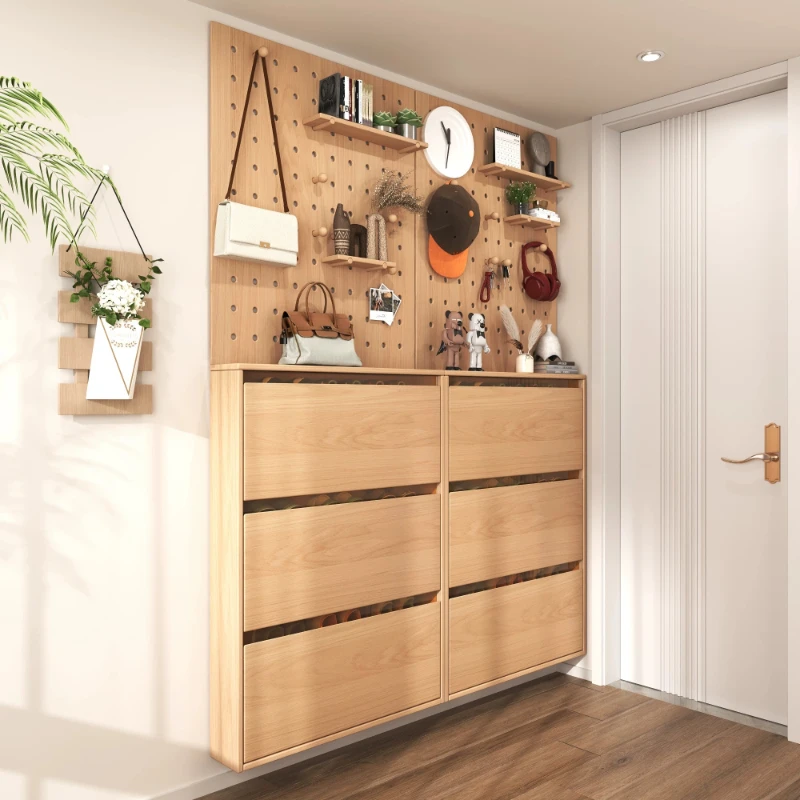 Wood Entryway Shoe Cabinet Office Hallway Slim Bench Shoe Cabinet Display Rotating Organizador De Zapatos Furniture Home