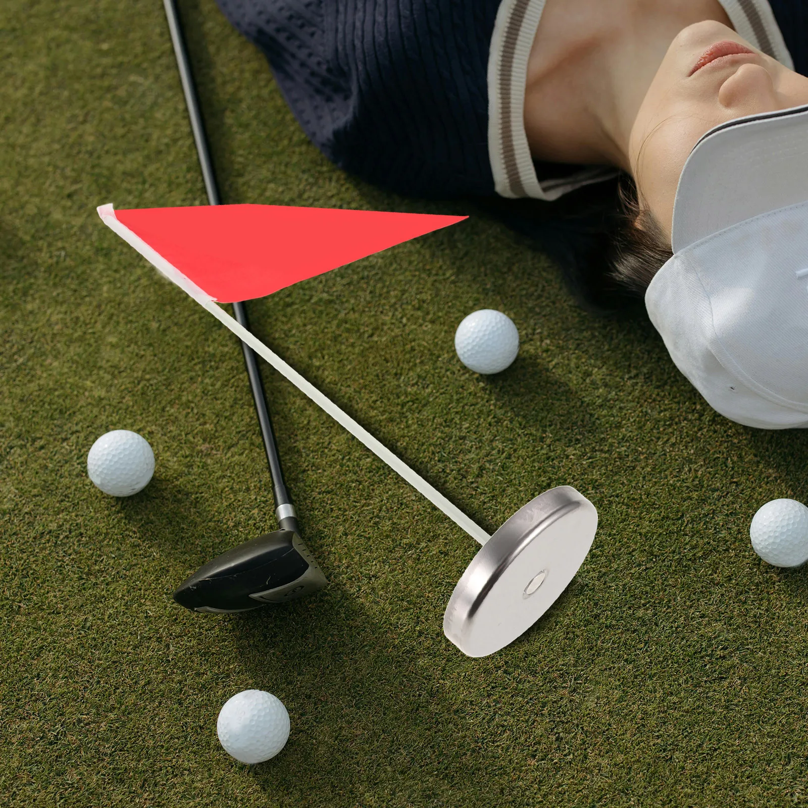 

Putting Green Cups and Flags Set Stainless Steel Golf Hole Cup for Course Decoration Outdoor Golf Practice Supplies