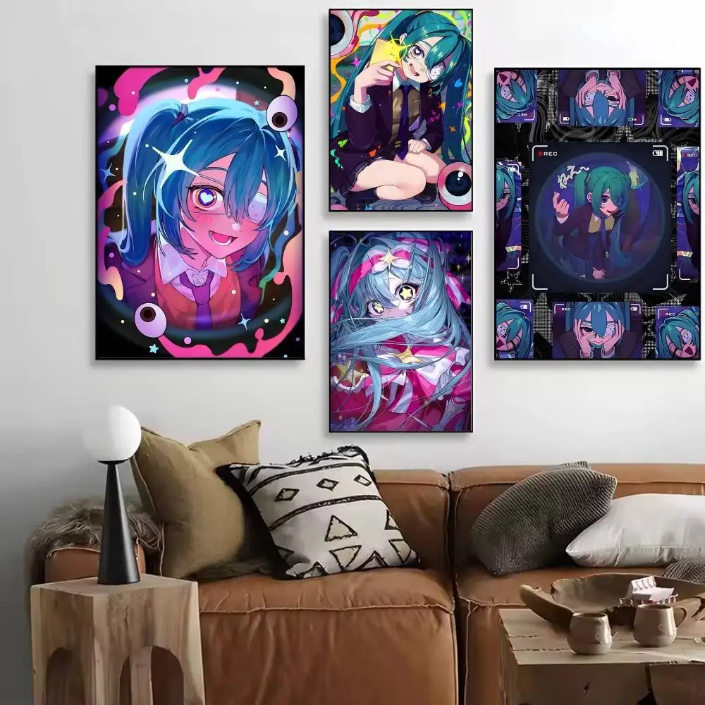 Virtual Idol H-Hatsun-es-MikuS Anime Posters High Quality Self-adhesive Wall Art Decorations Color Prints Sticky