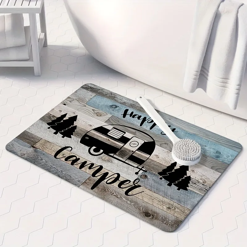 

1PC Happy Camper pattern Door Mats Kitchen Rugs Non-Slip Pop design Living room Rugs Bath Mat Carpet for Home Sink Laundry Decor