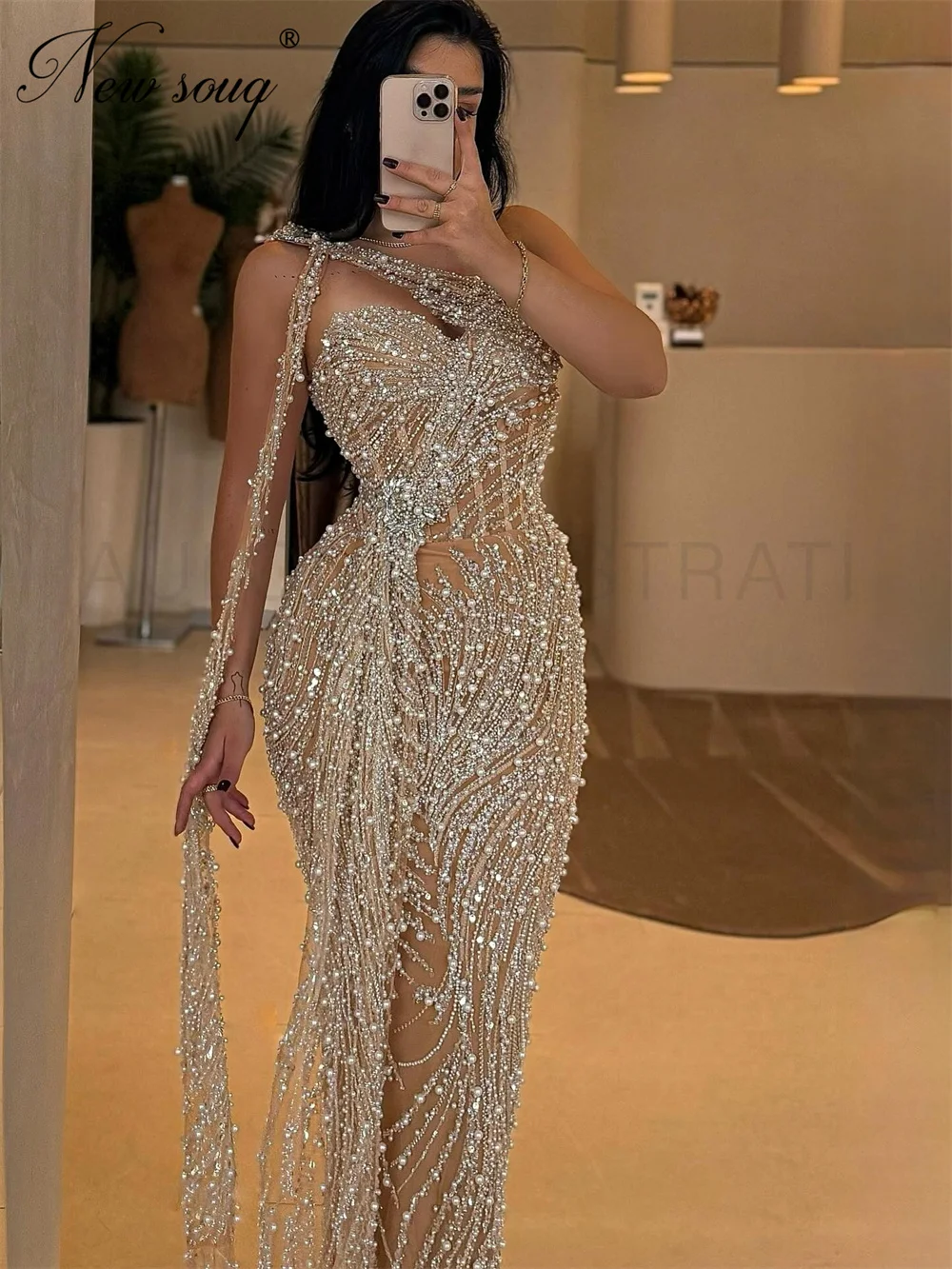 

Элегантные вечерние платья на одно плечо, арабское платье для выпускного вечера с кристаллами и бисером, женские вечерние платья для помолвки по индивидуальному заказу