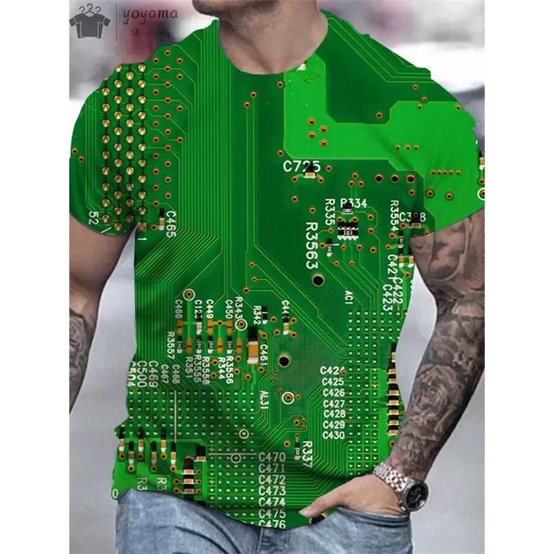 3D Printed Men Women Sports Quick Dry Breathable T Shirt Summer Circuit Board Electronic Chip Cpu Creative Graphics O Neck