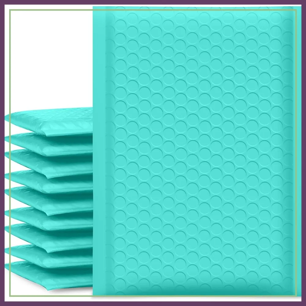 

Bubble Mailers 6x10 Inch Teal 25 Pack Padded Envelopes Self Seal Waterproof Shipping Bags for Jewelry Makeup
