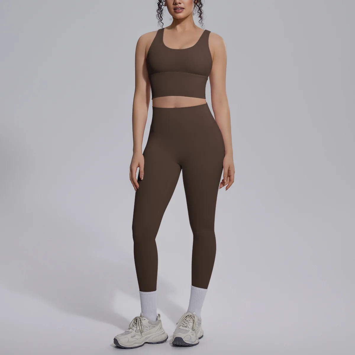 Women 2 Piece Yoga Set Gym Clothing Fitness Suit Workout Tracksuit Running Sportswear Outfits Longline Bra High Waist Leggings