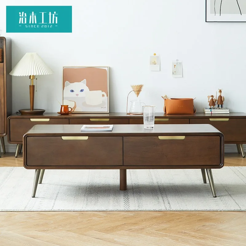 Wooden Workshop Solid Wood Coffee Table Simple Light Luxury Small Apartment Living Room Furniture Coffee Table Simple Modern Woo