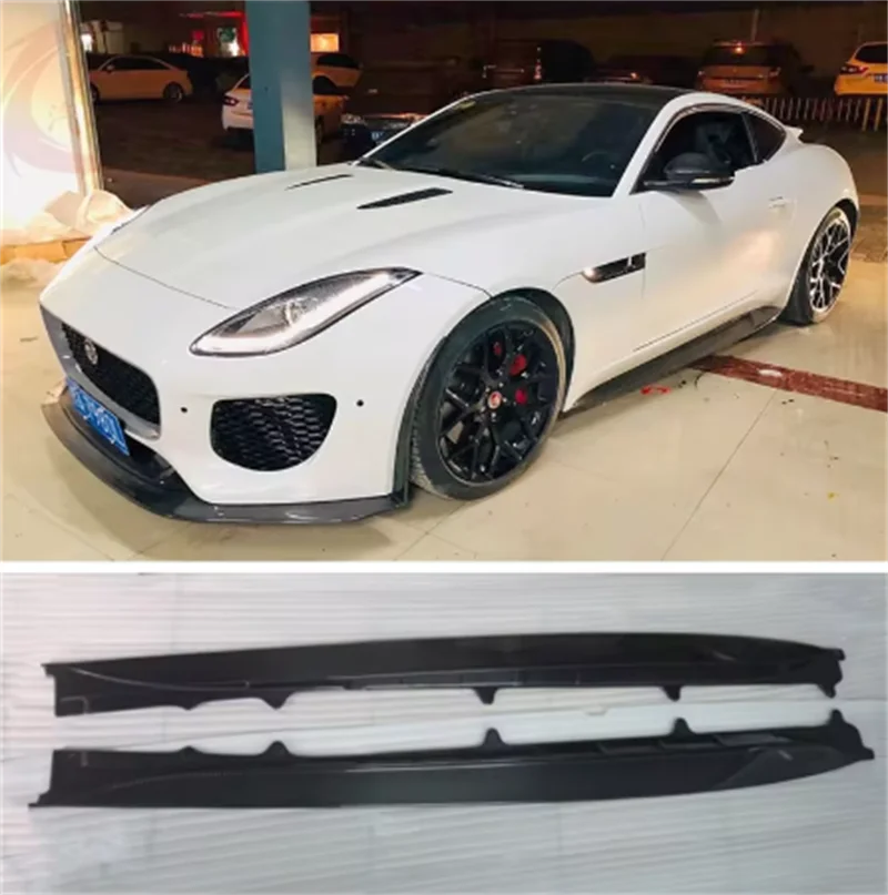 Fits For Jaguar F-TYPE 2013-2019 High Quality Carbon Fiber Bumper Lip Side Skirts Splitters Cover