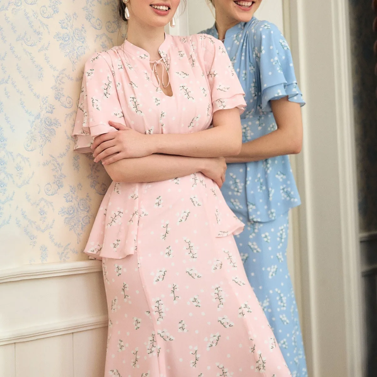 KWTX Vestido con estampado de volantes y cordones para mujer, elegante, ajustado, para fiesta, oficina, estilo callejero, primavera, verano, 2025 Premium