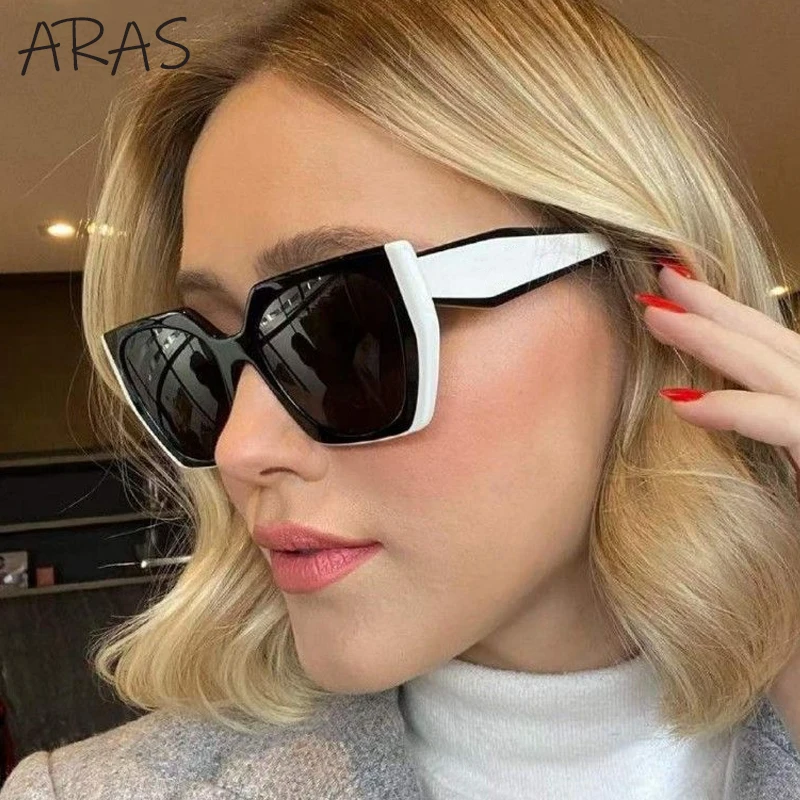 Gafas de sol cuadradas de gran tamaño con forma de ojo de gato para hombre y mujer, montura grande, marca de lujo, tendencia polígono, Retro, UV400,