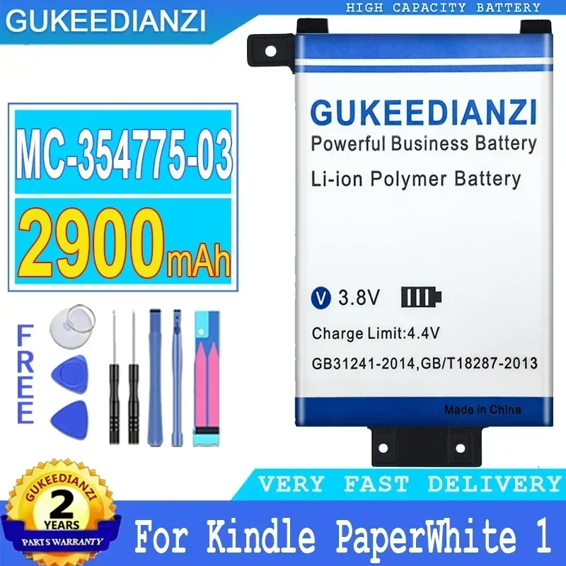 Batería GUKEEDIANZI de 2900mAh para Amazon Kindle PaperWhite S2011-003-S 58- 000008   MC- 354775 -03 Batería de gran potencia DP75SD1