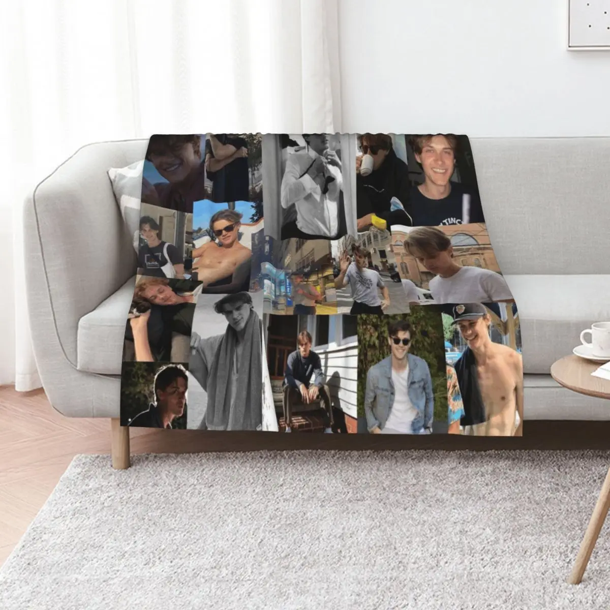Christopher Briney Pic collage Throw Blanket Moving Bed linens Thermal Soft Big valentine gift ideas Nap Blankets