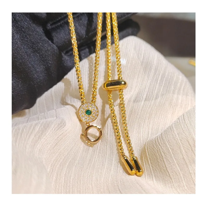 

Zipper Universal Chain Gold-plated Necklace Ancient Coin Pendant with Sweater Chain Retro High-end Versatile Accessories Chain