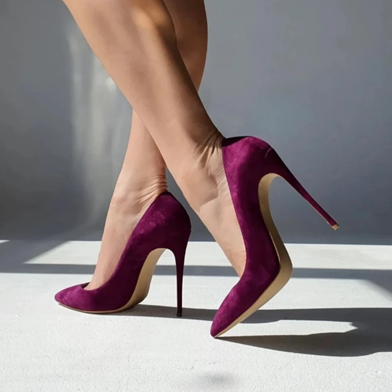 

Modern Burgundy Velvet Stiletto High Heels Pumps Pointed Toe Slip On Shallow Blue Suede Patchwork Evening Celebrating Shoes